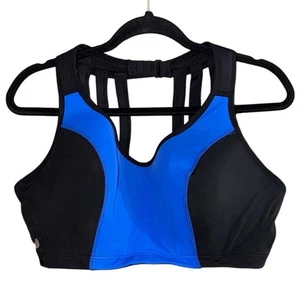 Sujetador deportivo LIVI Active para mujer talla grande azul y negro con tiras en la espalda talla 42DD - Imagen 1 de 5