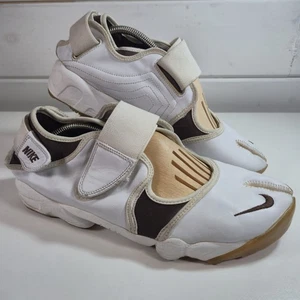 Nike Sandals Men Size UK 9 Air Rift White Leather/Brown Split Toe Sandals Shoes - Picture 1 of 17