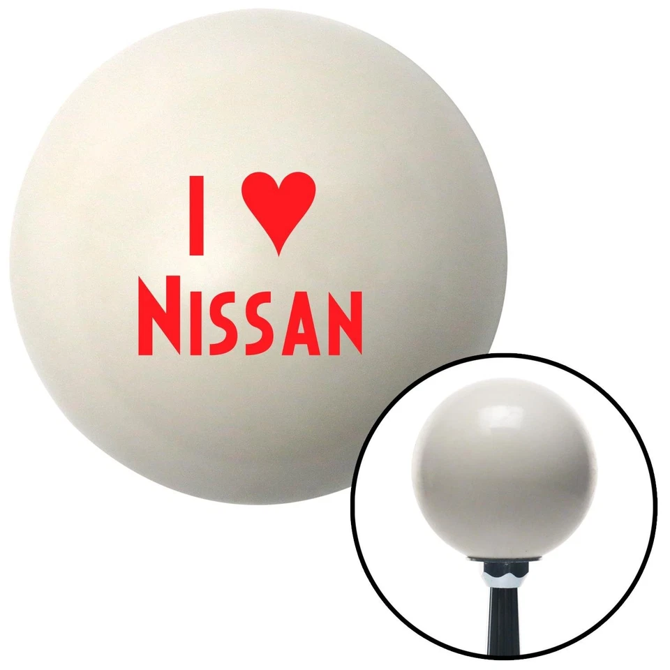 Red I <3 for NISSAN Ivory Shift Knob w/ M16x1.5 Insert Shifter Auto Manual Brody - Image 1 of 4