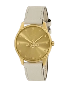 Nuevo reloj para mujer Gucci G-Timeless esfera dorada correa de cuero YA1264180 - Imagen 1 de 4