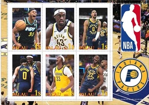 Stamp block NBA Indiana Pacers Basketball Palau unpostal issue - Picture 1 of 1