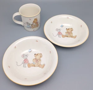 Mikasa Teddy Bear Cup & Bowl Set Childs Kids Mouse Butterfly Strawberry - Picture 1 of 11