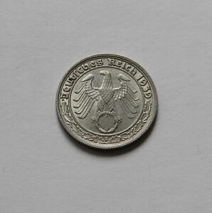 DRITTES REICH: 50 Reichspfennig 1939 E, J. 365, vorzüglich/prägefrisch
