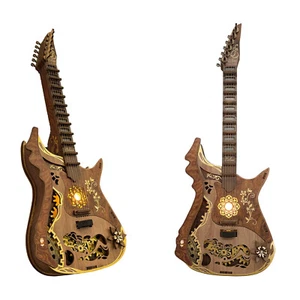 Conjunto de guitarra melodiosa de madera 3D DlY kit de rompecabezas mecánico para decoración del hogar - Imagen 1 de 8