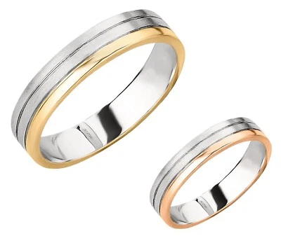 Herrenring Trauring 375 Gold bicolor Weißgold Rotgold Verlobungsring Goldring - Bild 1 von 4