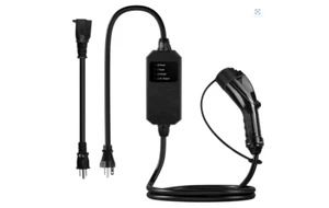 Portable Level 1/2 EV Charger, 16 Amp 110-240V, 25FT Cable with NEMA 6-20 Plug & - Picture 1 of 7