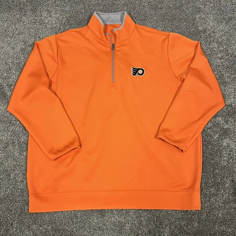 Philadelphia Flyers Men's Size 2XL 1/4 Zip Orange Pullover Sweatshirt Antigua Cover