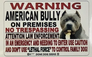 Metal Warning American Bully Dog sign For FENCE ,Beware Of Dog 8"x12" USA Made - Picture 1 of 1