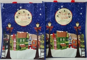 NEW Neath the Wreath Holiday Market 2017 Reusable Shopping Tote Set of 2,18.5x15 - Picture 1 of 11