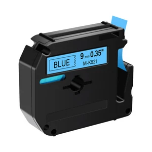 1×Compatible Brother P-Touch M-K521 M521 Ruban étiqueteuse Noir sur bleu 9mm - Afbeelding 1 van 4
