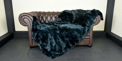 Manta de piel de conejo Rex verde de lujo  Foto 1 de 4