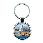 Helsinki Finland Keychain with Epoxy Dome and Metal Keyring