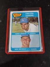 1965 TOPPS SANDY KOUFAX & DON DRYSDALE #8 N.L. E.R.A. LEADERS BASEBALL CARD N.M.