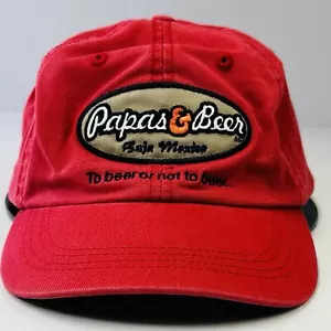 Papa & Beer Baja Mexico Hat Cap Mens Red Embroidered 100% Cotton Adjustable RARE - Picture 1 of 11