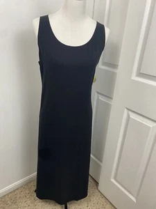 Eileen Fisher Large 100% Silk Dress Black Minimalist Old Money Beachy - Picture 1 of 15