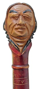 ANTIQUE Carved Wood Indian DARTMOUTH COLLEGE Walking Stick Cane w/ Carved Names - Picture 1 of 18