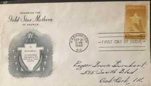 United States Scott # 969 Gold Star Mother single First Day Cover Grimsland - Picture 1 of 1