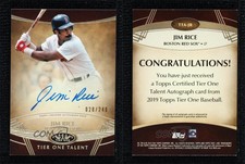 2019 Topps Tier One Tier One Talent Auto /240 Jim Rice #TTA-JR Auto HOF