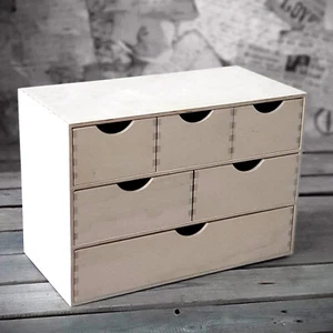 Schubkastenregal mit 6 Schubladen 40x28x20cm, natur - Bild 1 von 2