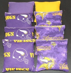 MINNESOTA VIKINGS & CAMO Cornhole Bean Bags 8 ACA Regulation Tailgate Toss Bags - Picture 1 of 1