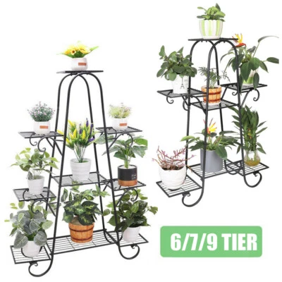 Soporte grande de metal para plantas interior exterior soporte de hierro macetas estantes organizador Foto 1 de 4