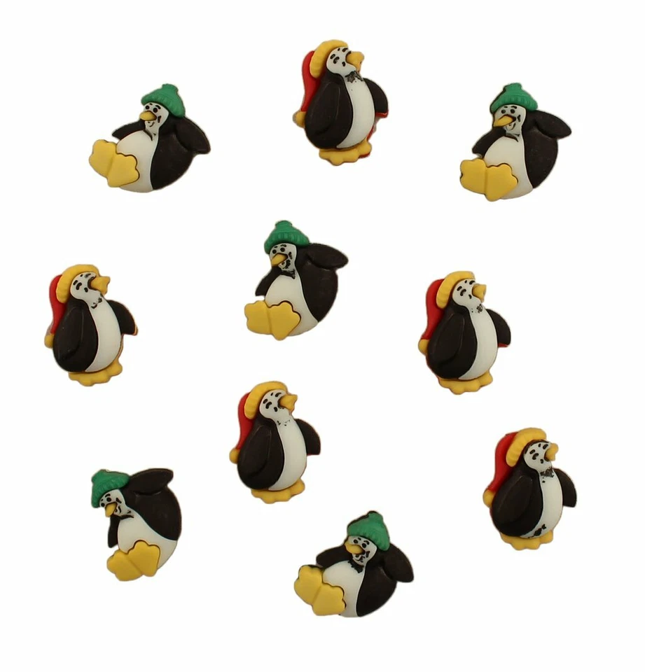 LITTLE PENGUINS BUTTONS Winter Christmas Scrapbooking Sewing Card Making Stampin - Image 1 of 1