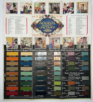 1920s Art Deco Rogers Brushing Lacquer Paint Color Swatch Poster Flyer Antique - Image 1 of 4
