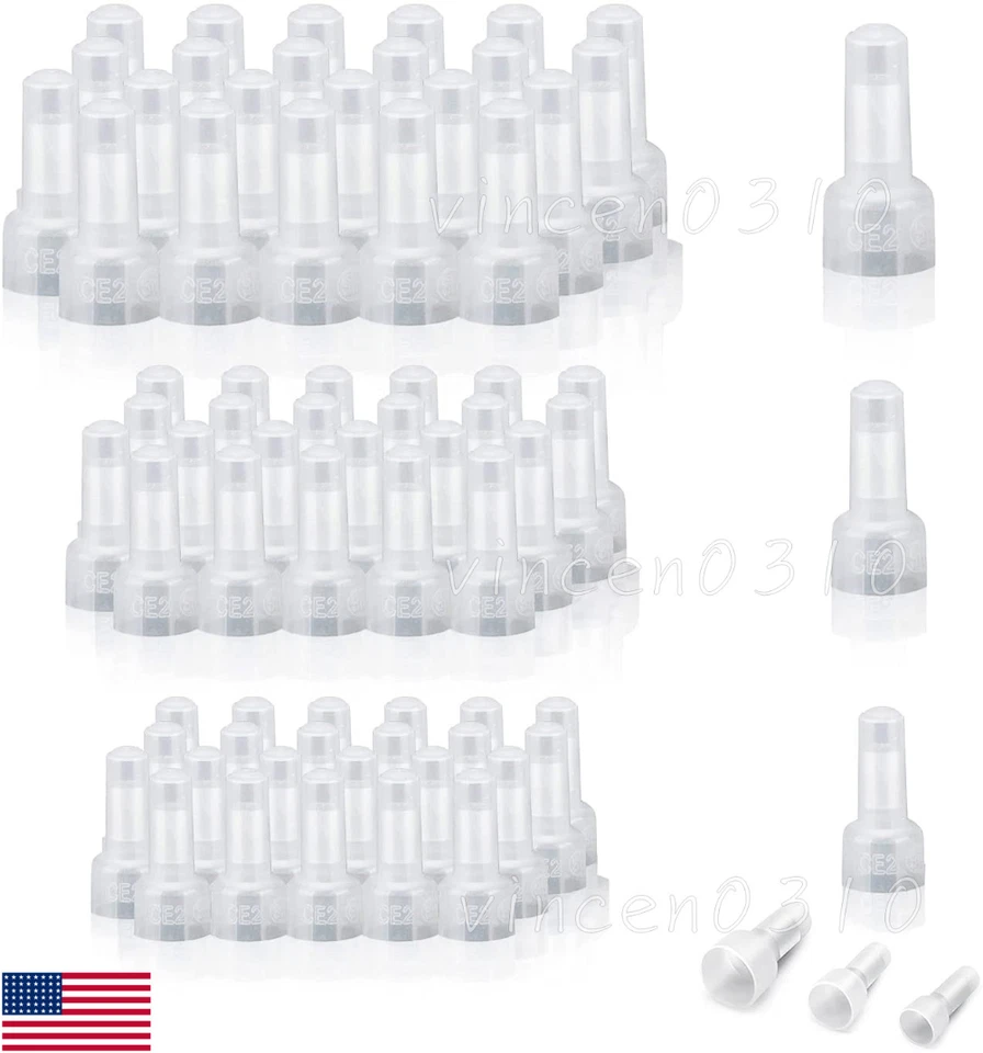 300Pcs Closed End Crimp Cap Terminals 22-16 16-14 12-10AWG Gauge Wire Connectors - Image 1 of 4