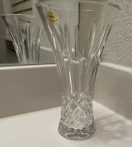 Block 24% Full Lead Crystal Vase 7” Handcrafted Czech - Picture 1 of 4