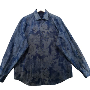Bugatchi Uomo Classic Fit Men's Size L Blue Psychedelic Pattern Casual Shirt - Picture 1 of 10