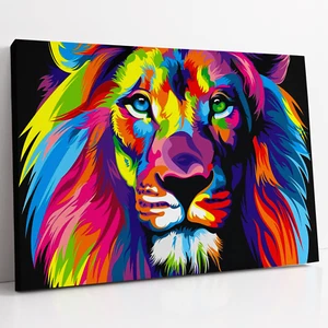 Obra de Arte Abstracta de León Colores Arco Iris | Impresión en Lona Arte en Pared Foto enmarcada - Imagen 1 de 10