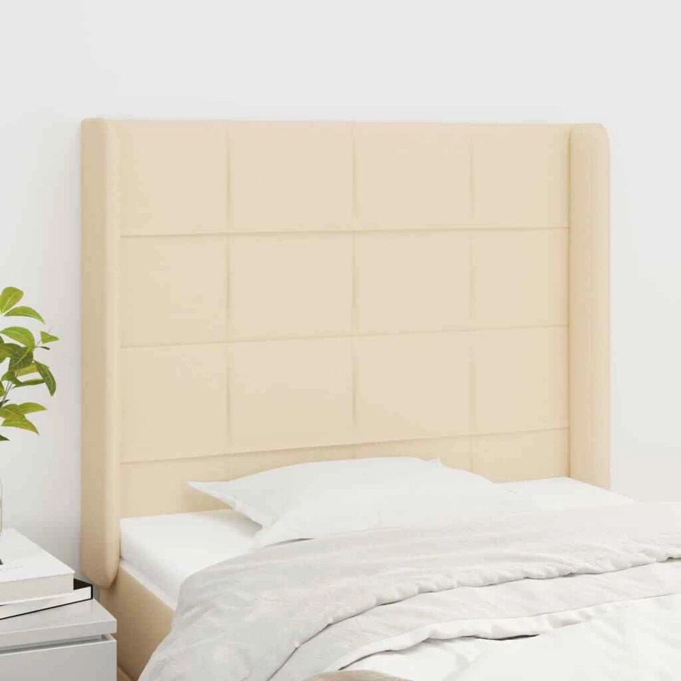 vidaXL Kopfteil mit Ohren Creme 93x16x118/128 cm Stoff - Bild 1 von 1