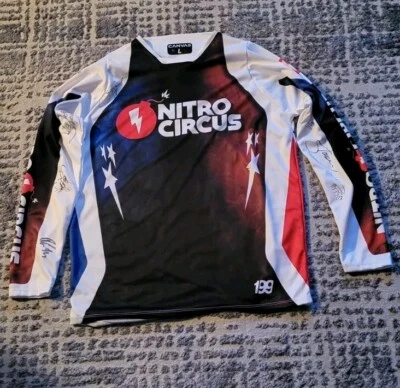 Camiseta deportiva firmada por Travis Pastrana Nitro Circus talla grande para hombre  Foto 1 de 4