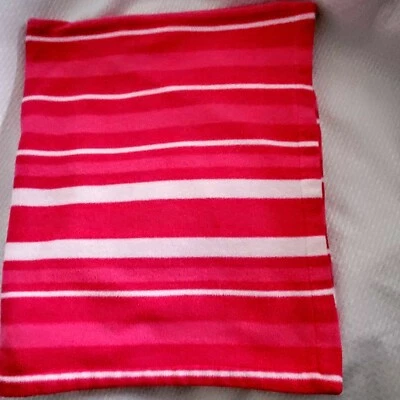 Amy Coe Pink White Stripe Fleece Baby Girl Blanket 30" x 38" - Image 1 of 3