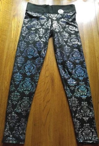 NWT Victoria's Secret PINK black Yoga leggings holographic rainbow damask XS - Picture 1 of 6