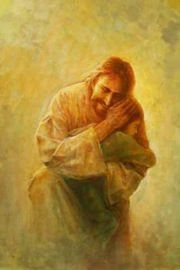 Yongsung Kim LIKE UNTO A CHILD Canvas Art Young Girl Embracing and Hugging Jesus - Picture 1 of 1