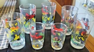 Lot 7 Vintage Water Fowl - Wild Turkey - 5 Water & 2 Juice Glasses - Picture 1 of 6