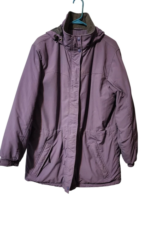 Abrigo Parka LL Bean Para Mujer Talla XL Regular Forrado de Vellón Con Capucha Exterior Púrpura Foto 1 de 4