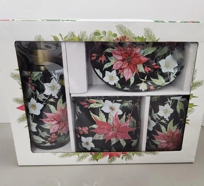 CONJUNTO DISPENSADOR DE BANHEIRO NATAL POINSÉTIA NOVO NA CAIXA - Imagem 1 de 4