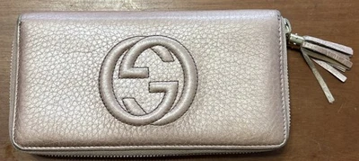Auténtica cartera Gucci Soho de cuero con cremallera alrededor borla rosa pálido Foto 1 de 4