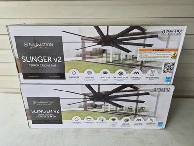 Fanimation Slinger v2 72-in Ceiling Fan with LED Light and Remote Control -Black - Image 1 of 4