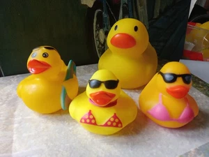 💥 Rubber Duck 4 Rare ducks!  Beach ducky quackery bath toy BIN A - Picture 1 of 4