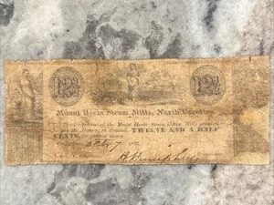 1837 NC Obsolete Fractional 12.5 cent Mount Heels Steam Mills (Greensboro) Note - Picture 1 of 6
