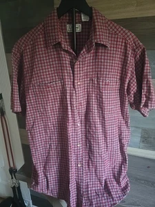 L.L.BEAN MENS COOL WEAVE BUTTON UP Red &blue SHIRT SIZE MED PREOWNED - Picture 1 of 9