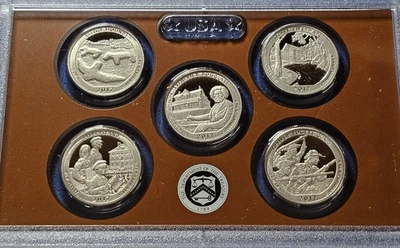 2017 US America the Beautiful Quarters Proof Set 5 Coin U.S. Mint OGP COA  - Image 1 of 3