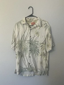 Tommy Bahama Mens S Silk Hawaiian Camp Shirt Palm Tree Print Button Front - Picture 1 of 10