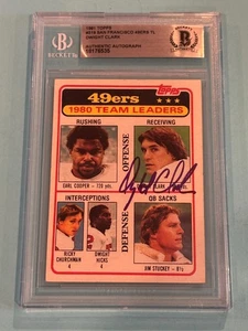 DWIGHT CLARK Signed 1981 TOPPS Card #319 49ERS TEAM LEADERS Beckett BAS - Picture 1 of 2