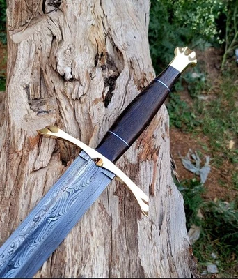 Hand Forged Viking Sword Damascus steel Blade Sharp Battle Ready Medieval Sword - Image 1 of 4