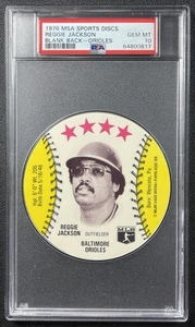 REGGIE JACKSON PSA 10 1976 MSA SPORTS DISCS BASEBALL BLANK BACK ORIOLES 817 - Picture 1 of 2