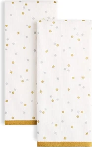 Kate Spade New York Celebration Dot Holiday Kitchen Towels 2-Pack Set 17"x28" - Picture 1 of 6